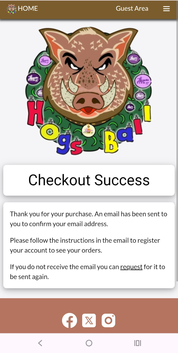 Picture of our website stating Checkout Success